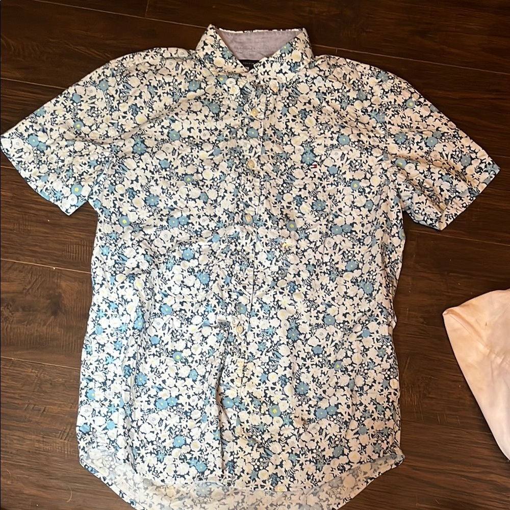 Tommy Hilfiger Blue and White Polo Shirt